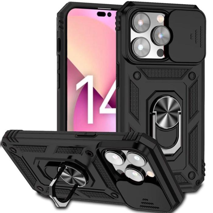 OEM - iPhone 14 Pro Skal Ringhållare Kickstand - Svart