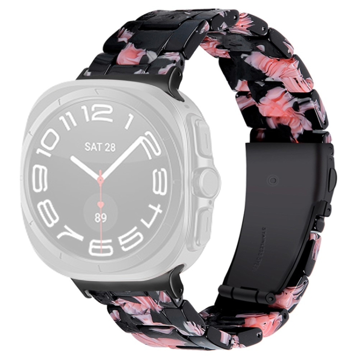 A-One Brand - Galaxy Watch 8/8 Classic (40/44/46mm) Armband Vattentät Acrylic - Svart/Rosa