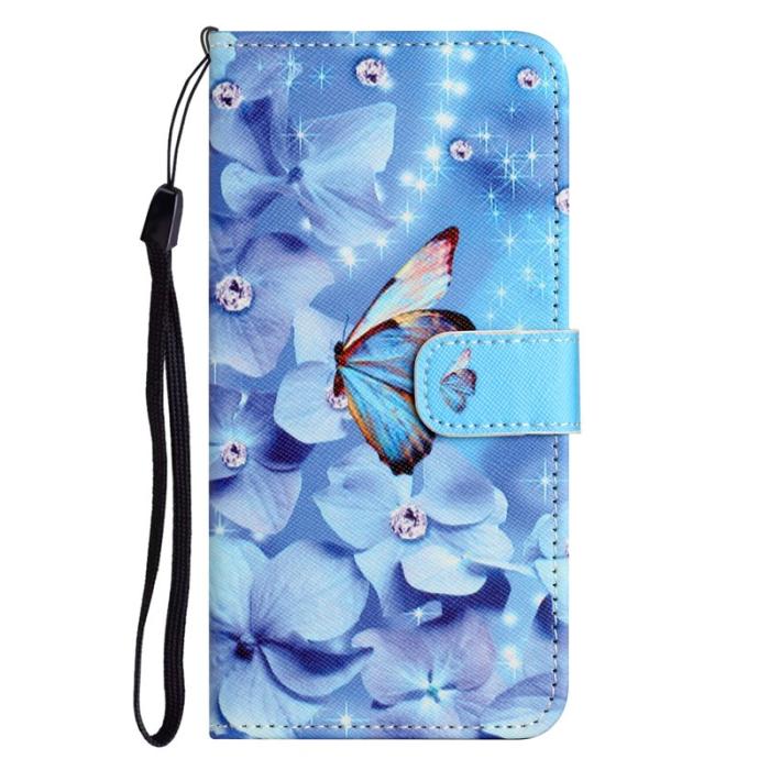 OEM - Samsung Galaxy A57 Plånboksfodral Konstläder Blommor och Fjärilar - Vit
