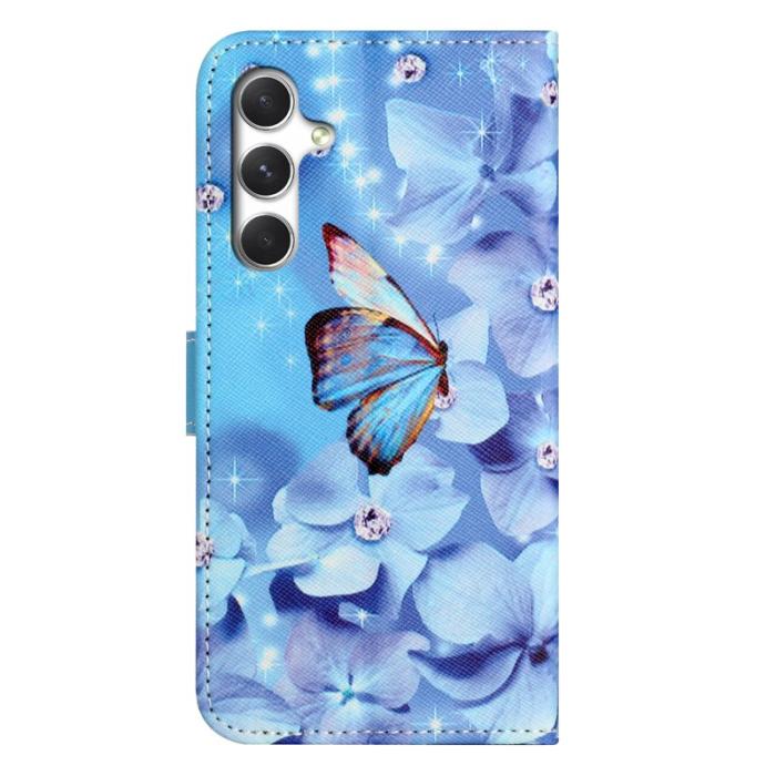OEM - Samsung Galaxy A57 Plånboksfodral Konstläder Blommor och Fjärilar - Vit