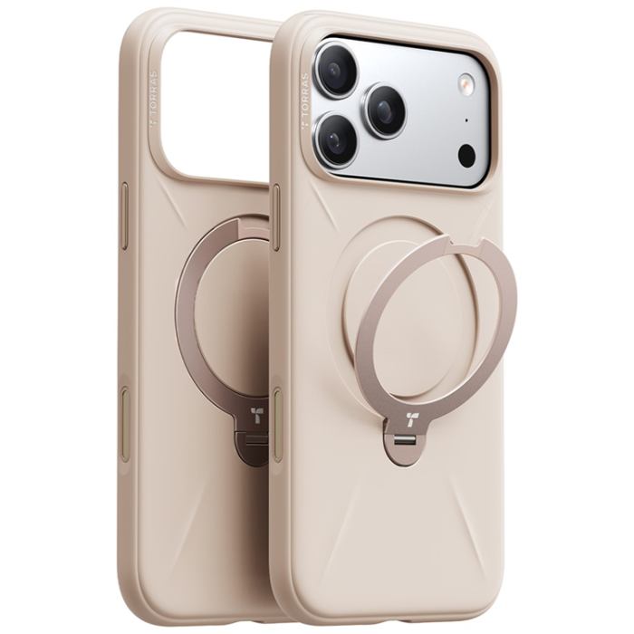 Torras - TORRAS iPhone 17 Pro Mobilskal MagSafe Ostand Q Pro - Ökenguld