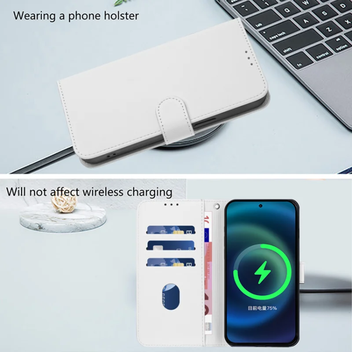 A-One Brand - Sony Xperia 10 VII Plånboksfodral Solid Color Läder - Vit