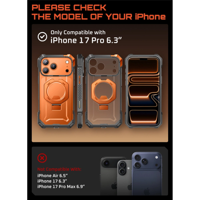 SupCase - Supcase iPhone 17 Pro Mobilskal Magsafe UB Grip - Clear/Coral
