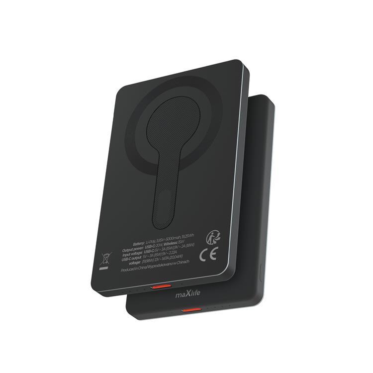 Maxlife Trådlös Powerbank 5000mAh 20W Magnetisk PD - Svart | 505295 | AlltMobil