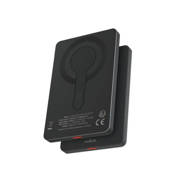 Maxlife - Maxlife Trådlös Powerbank 5000mAh 20W Magnetisk PD - Svart