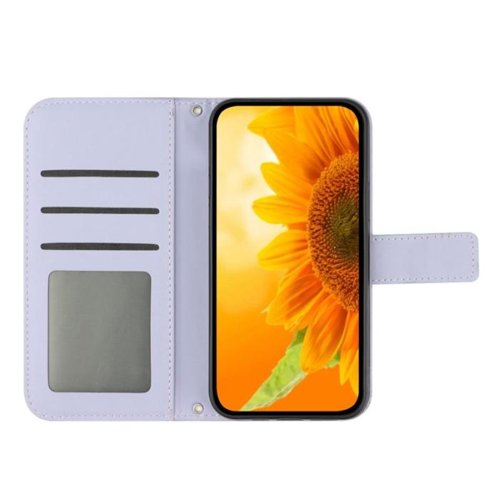 OEM - Samsung Galaxy S26 Plånboksfodral Solros Prägling Konstläder - Lila