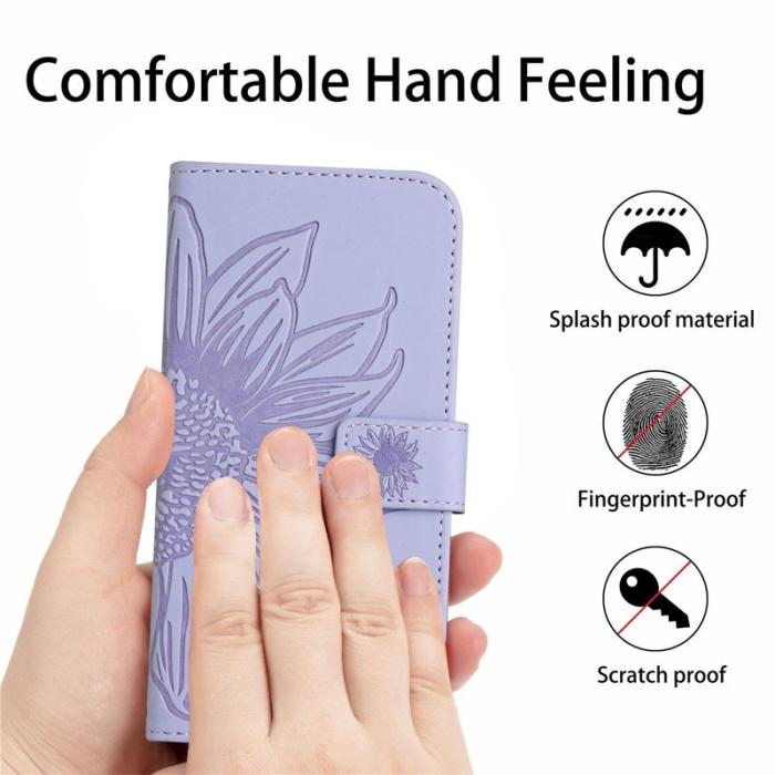 OEM - Samsung Galaxy S26 Plånboksfodral Solros Prägling Konstläder - Lila