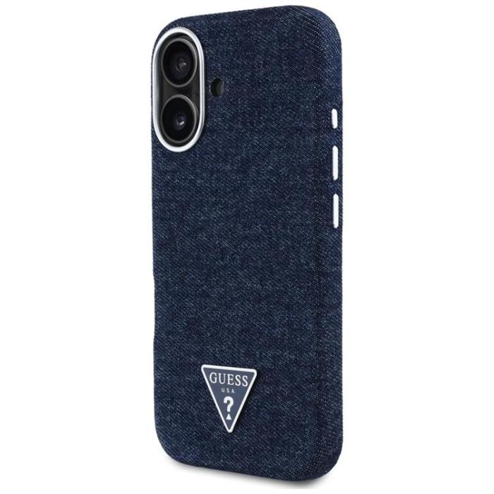 Guess - Guess iPhone 16 Mobilskal MagSafe Denim Triangle Logo - Blå