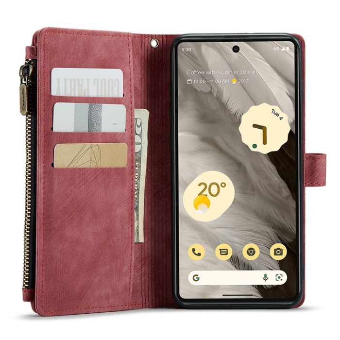 Caseme - CASEME Google Pixel 7A Plånboksfodral C30 Zipper - Röd