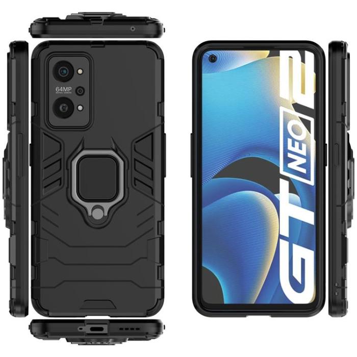 UTGATT5 - Realme GT Neo 2/Neo 3T/GT2 Skal Ring Armor - Svart