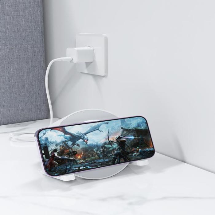 Devia - Devia Trådlös Laddare 15W Bluetooth-Högtalare och Lampa - Vit