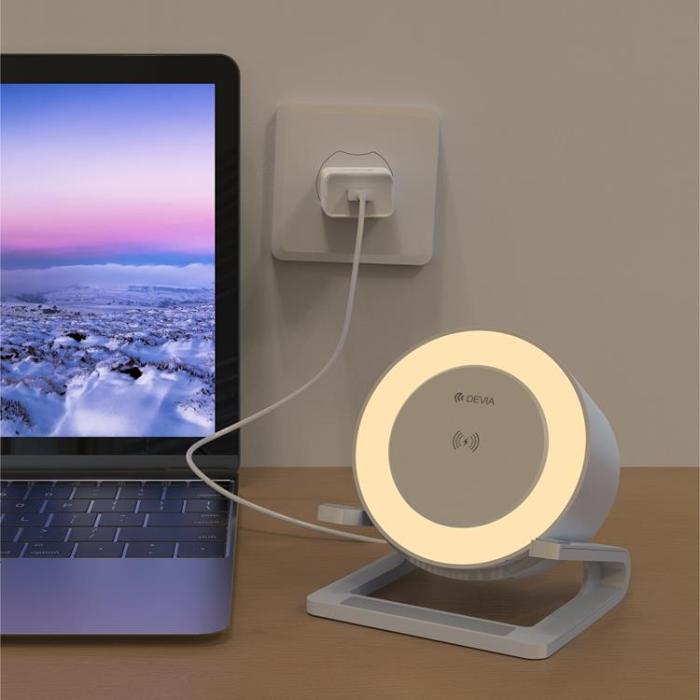 Devia - Devia Trådlös Laddare 15W Bluetooth-Högtalare och Lampa - Vit