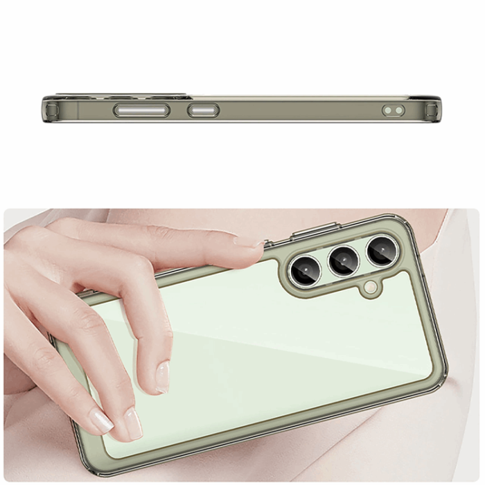 OEM - Galaxy S24 FE Mobilskal Outer Space med Ram - Clear Svart
