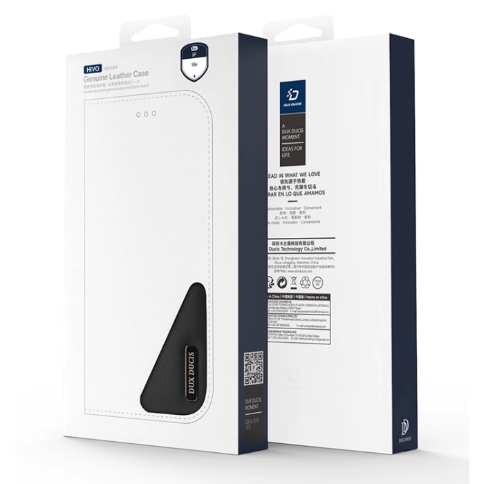 Dux Ducis - Dux Ducis iPhone 16e Plånboksfodral Äkta Läder Hivo - Svart