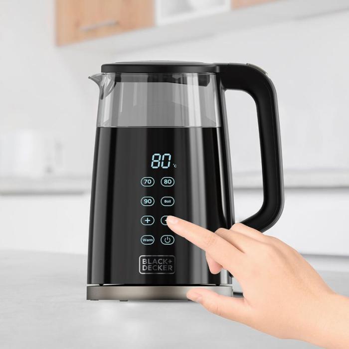 BLACK+DECK - BLACK+DECK Vattenkokare Glas Svart 1,7L