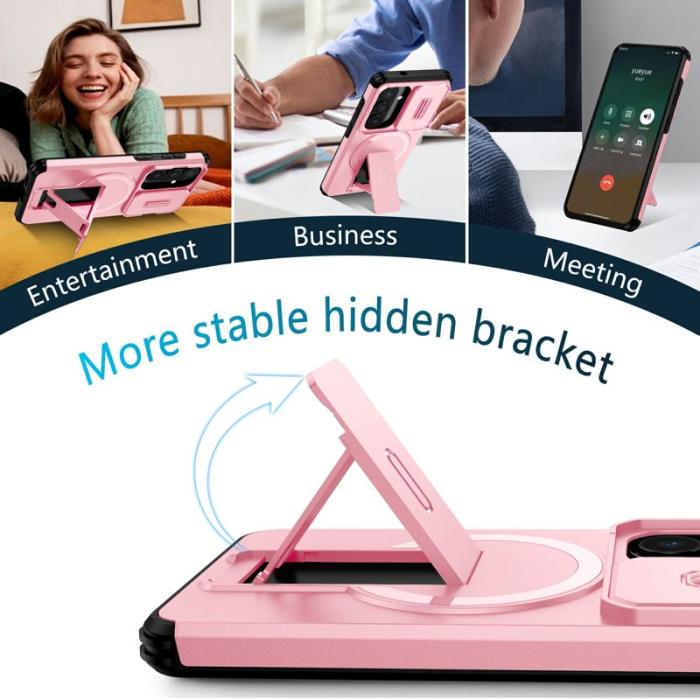OEM - Mobilskal för Samsung Galaxy S26 Magnetiskt PC + TPU Kickstand - Rosa