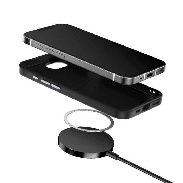 ABEEL - ABEEL Mobilskal till iPhone 16e MagSafe Kolfiber Svart/Röd