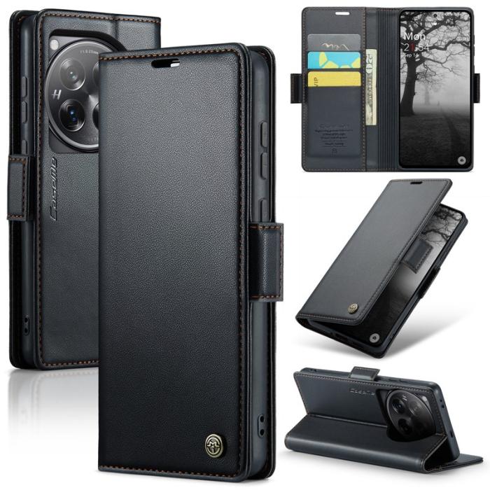 Caseme - CASEME 023 Konstläder Plånboksfodral till OnePlus 12 5G med RFID-Skydd - Svart
