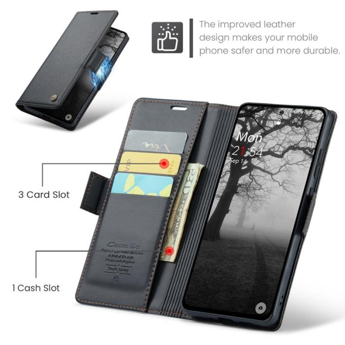 Caseme - CASEME 023 Konstläder Plånboksfodral till OnePlus 12 5G med RFID-Skydd - Svart
