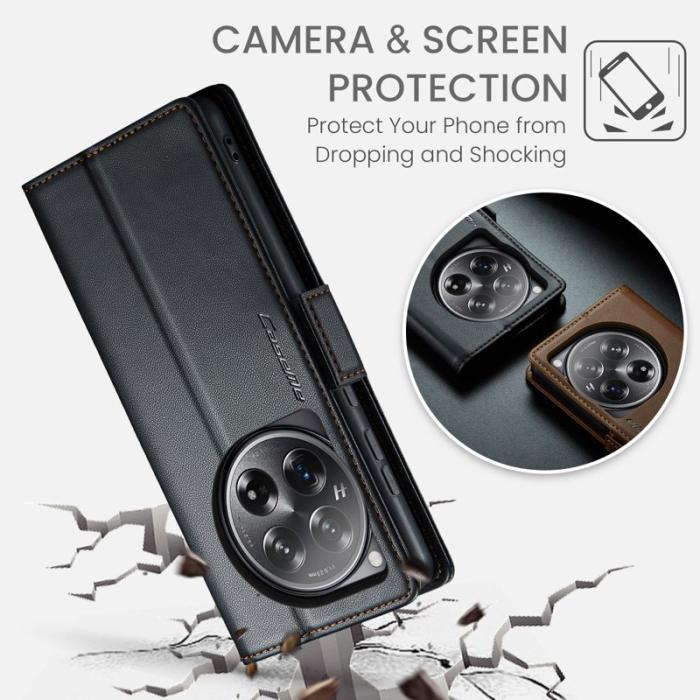 Caseme - CASEME 023 Konstläder Plånboksfodral till OnePlus 12 5G med RFID-Skydd - Svart