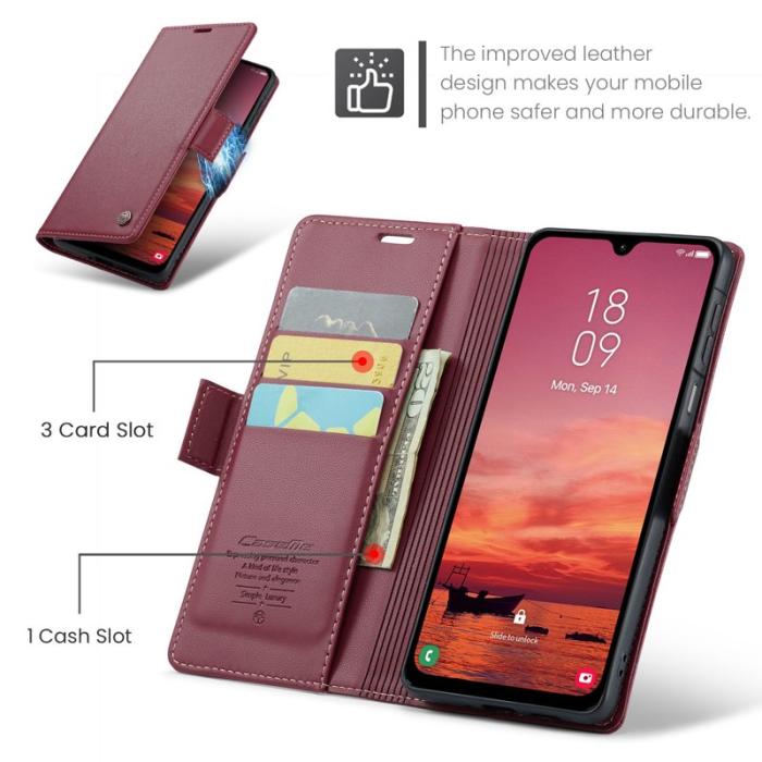 Caseme - CASEME 023 Konstläder Plånboksfodral till Samsung Galaxy A17 5G/4G - Röd