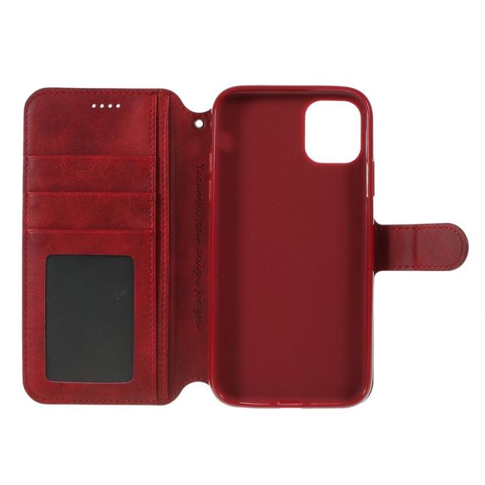 AZNS - AZNS Leather Stand Konstläder Plånboksfodral för iPhone 11 6.1 tum - Röd