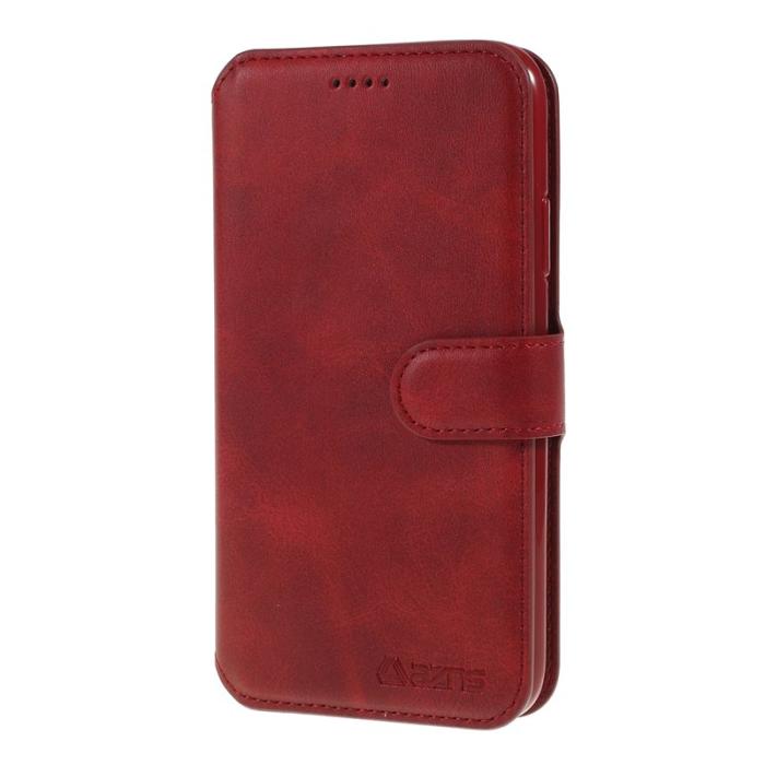 AZNS - AZNS Leather Stand Konstläder Plånboksfodral för iPhone 11 6.1 tum - Röd
