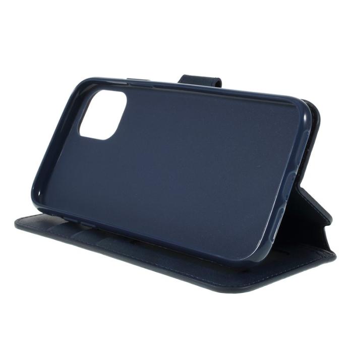 AZNS - AZNS Leather Stand Plånboksfodral iPhone 11 6.1 tum - Konstläder - Blå