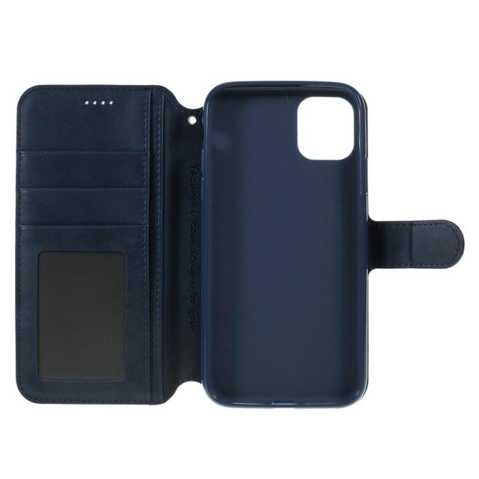 AZNS - AZNS Leather Stand Plånboksfodral iPhone 11 6.1 tum - Konstläder - Blå