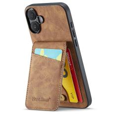 FIERRE SHANN - FIERRE SHANN 023 iPhone 16 Plus Fodral KonstL&auml;der - Brun