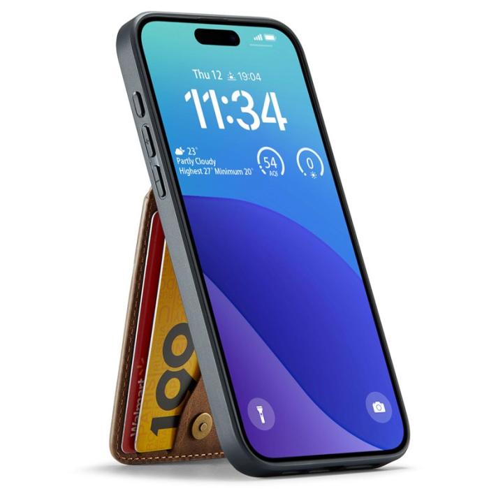 FIERRE SHANN - FIERRE SHANN 023 iPhone 16 Plus Fodral KonstLäder - Brun