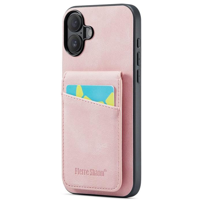 FIERRE SHANN - FIERRE SHANN 023 iPhone 16 Plus Fodral KonstLäder - Rosa