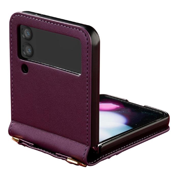 LC.imeeke - LC.IMEEKE L1 för Samsung Galaxy Z Flip4 Fodral KonstLäder - Lila