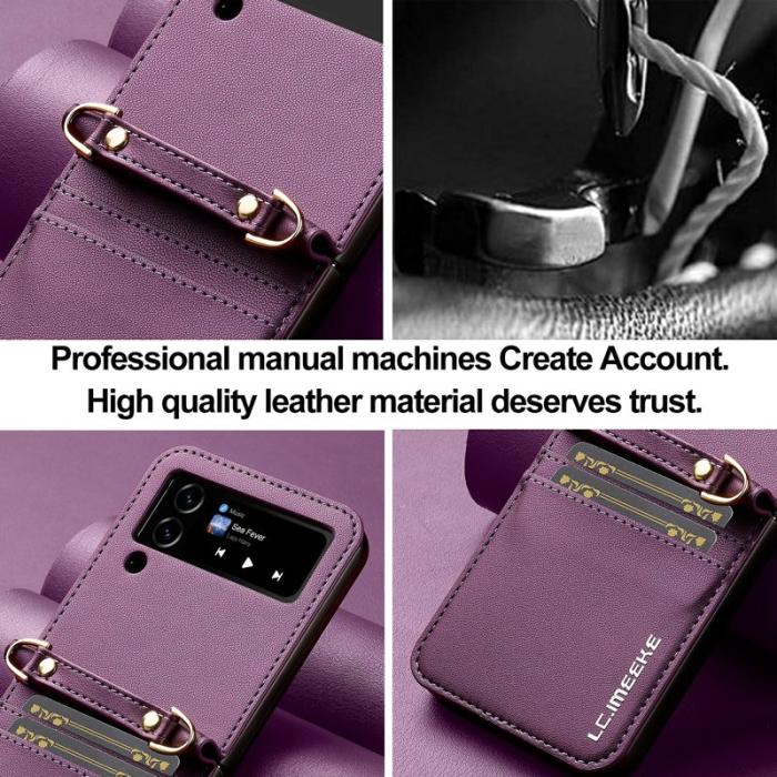 LC.imeeke - LC.IMEEKE L1 för Samsung Galaxy Z Flip4 Fodral KonstLäder - Lila