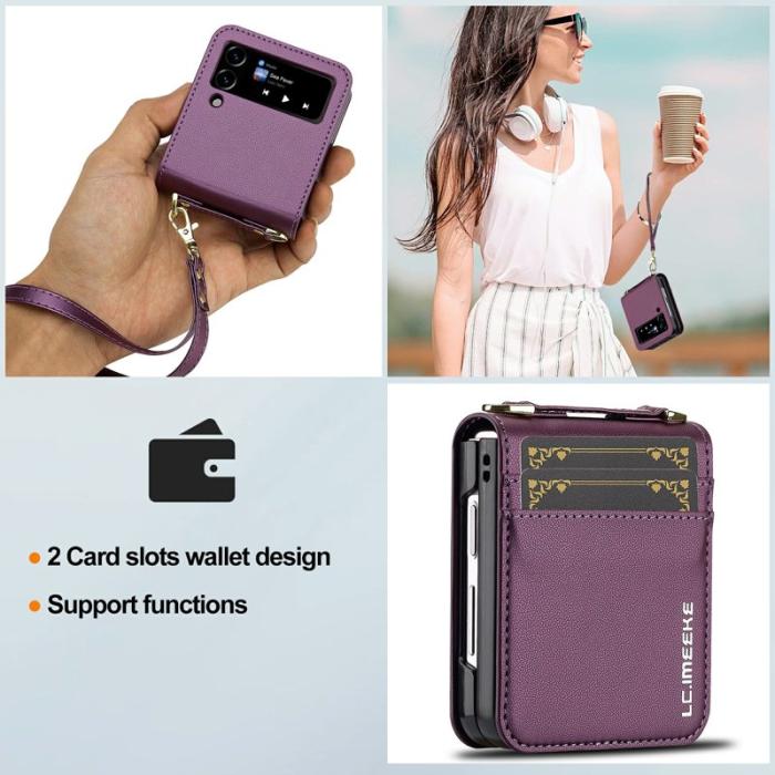 LC.imeeke - LC.IMEEKE L1 för Samsung Galaxy Z Flip4 Fodral KonstLäder - Lila