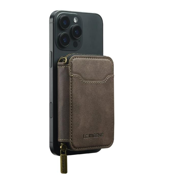 LC.imeeke - LC.IMEEKE L6 Konstläder Plånboksfodral RFID-Skydd Magnetisk Korthållare - Brun