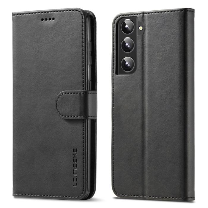LC.imeeke - LC.IMEEKE Samsung Galaxy S22 5G Plånboksfodral Konstläder - Svart