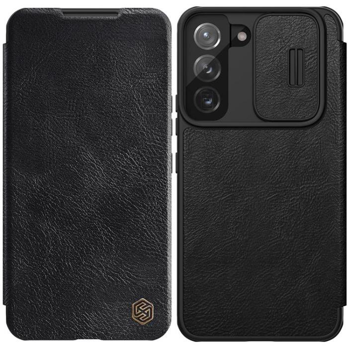 UTGATT - Nillkin Galaxy S22 Plånboksfodral Qin Läder Pro Holster Flip - Svart