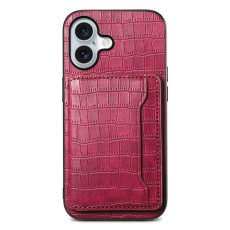 A-One Brand - iPhone 17 Mobilskal Korthållare Crocodile - Röd