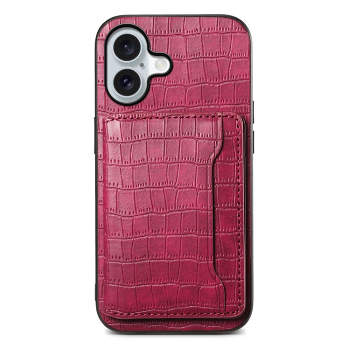 A-One Brand - iPhone 17 Mobilskal Korthållare Crocodile - Röd