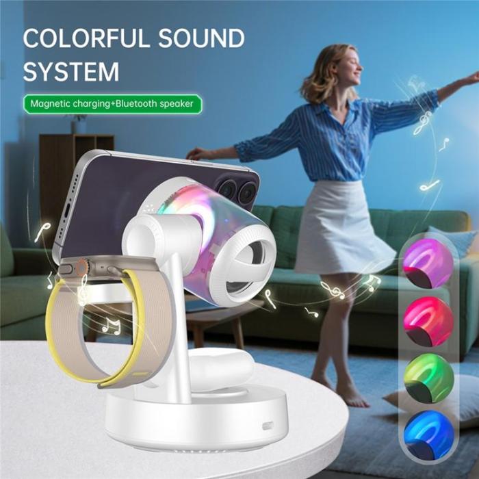 A-One Brand - Qi2.2 Magnetisk Trådlös Laddare 25W iPhone/Apple Watch/AirPods - Vit