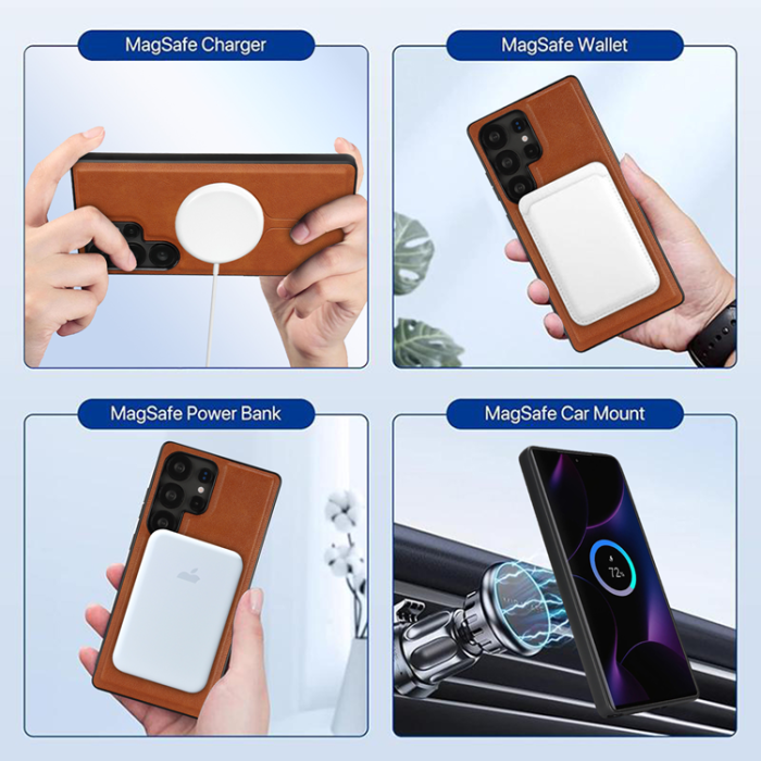 A-One Brand - Galaxy S25 Ultra Mobilskal MagSafe Detachable Korthållare Kickstand