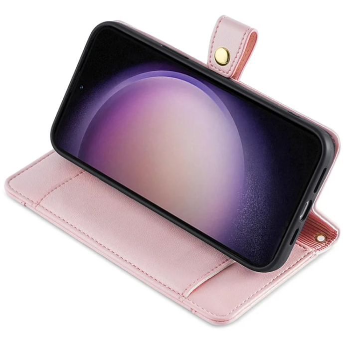 A-One Brand - Galaxy S24 Konstläder Plånboksfodral med 2 Rem - Rosa