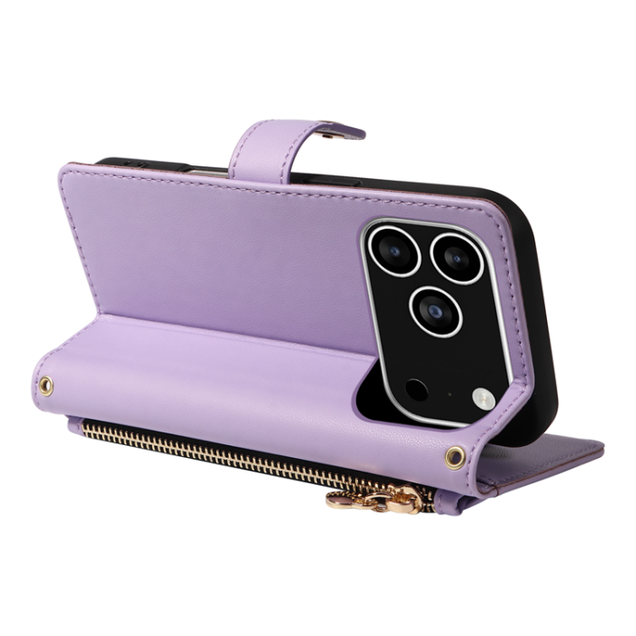 A-One Brand - iPhone 17 Pro Plånboksfodral Rhombus Läder - Lila