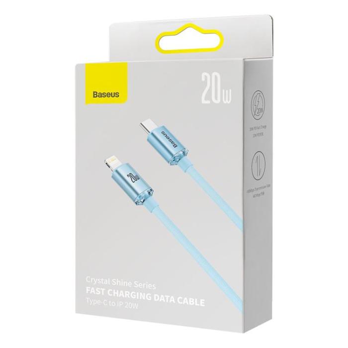 BASEUS - Baseus Crystal Shine USB-C till Lightning kabel 20W 1.2m - Blå