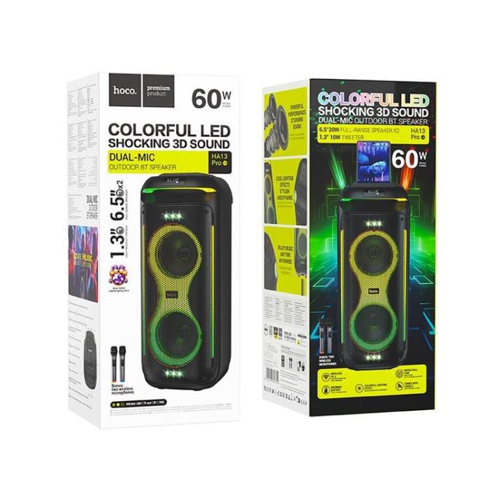 Hoco - Hoco Högtalare Bluetooth + 2 x Trådlösa Mikrofoner HA13 Pro - Svart