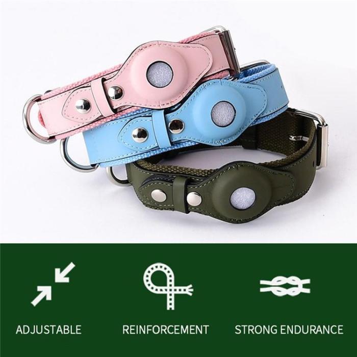 A-One Brand - Airtag halsband för katt & hund PU-Läder - Grön