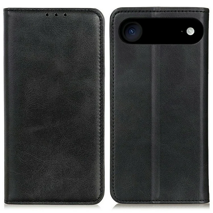 A-One Brand - iPhone 17 Air Plånboksfodral Äkta läder - Svart