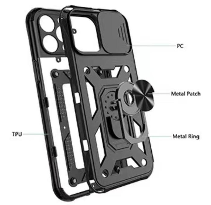 OEM - iPhone 14 Plus Skal Kameraskydd Kickstand - Svart