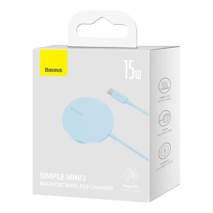BASEUS - Baseus MagSafe Trådlös Laddare Simple Mini3 - Blå